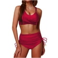thumbnail image 2 of Bovxnpu Womens High Waisted Bikini Set Sporty 2 Piece Swimsuits Bathing Suits, Womens High Waisted Bikini Set Drawstring Swimsuits Crisscross Tied Back Bathing Suits Swimwear, 2 of 6