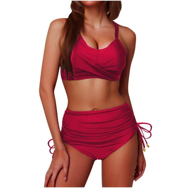 Trajes de baño de una pieza para mujer Conjuntos de bikini de cintura alta para mujer Trajes de baño con cordón Traje de baño cruzado con lazo en la espalda Traje de baño para mujer