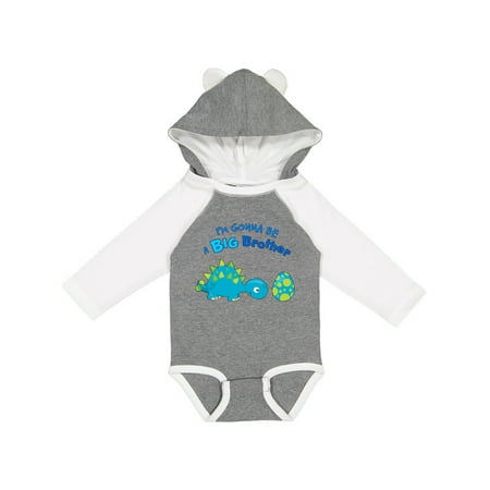 

Inktastic Happy Dinosaur Future Big Brother Gift Baby Boy Long Sleeve Bodysuit