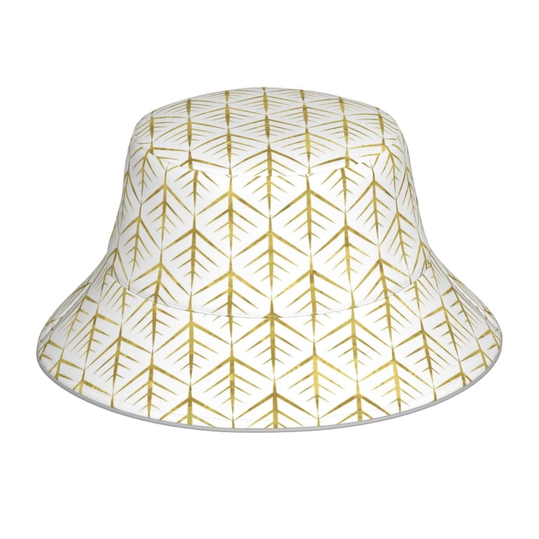 Daiia White And Gold Geometry Pattern Bucket Hat - Trendy  display picture 1