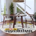 thumbnail image 3 of Large Round Rug 8Ft Washable Non-Slip, Sunflowers Circle Area Rugs for Living Room Bedroom, Spring Botanical Truck Pig Wooden Grain Indoor Floor Mats Carpet Runner for Home Decor, 3 of 8