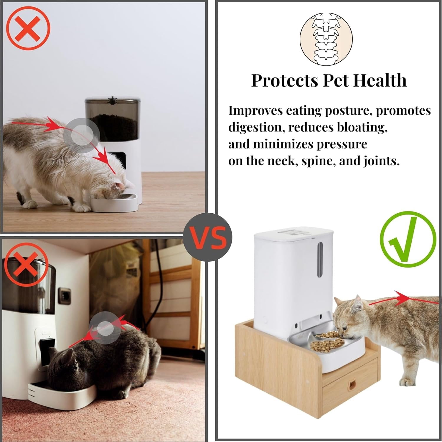 Raised Pet Feeder Stand for Cats & Dogs  , Holder for Pet Automatic Feeders, Pet Water Dispenser Stand, Adjustable Height Elevated Shelf for PETKIT, PETWANT and  Pet Feeders