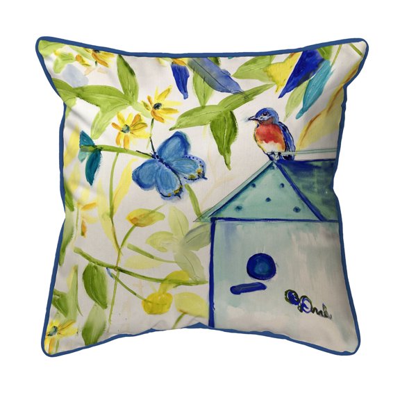 Betsy Drake Interiors Blue Bird House Extra Large Zippered Pillow 22x22