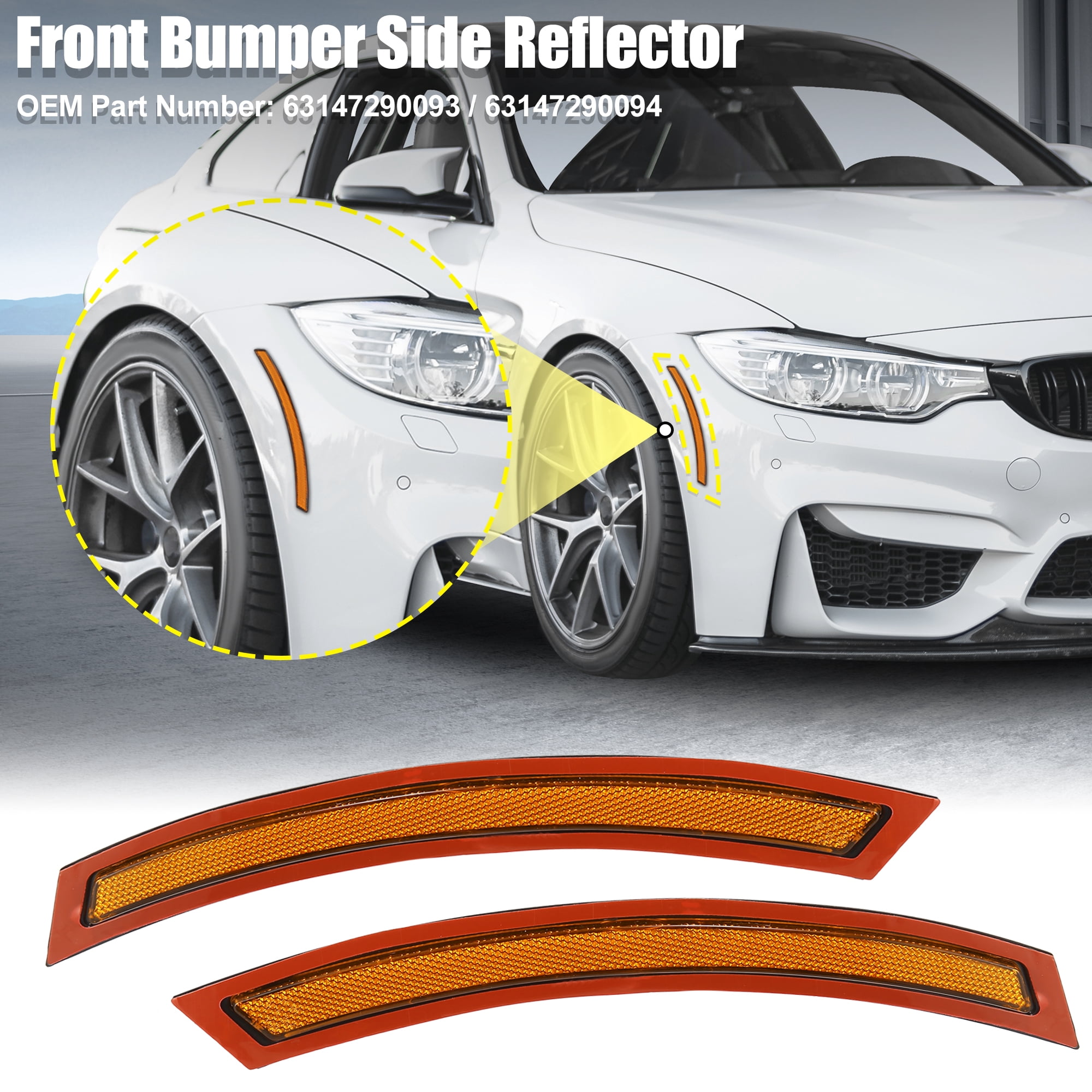 Unique Bargains Front Bumper Reflectors for BMW X5 2014-2016 with OEM Numbers 63147290093