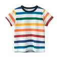 thumbnail image 2 of LYMAYTER Kids Toddler Boys Casual Shirt Short Sleeve Stripes Shirt Baby Summer Loose Clothes Tops 1-9Y, 2 of 9