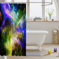 thumbnail image 3 of Manfei Celestial Nebula Shower Curtain 72Wx78L,Glowing Stars Print Bath Curtain,Purple Green, 3 of 5
