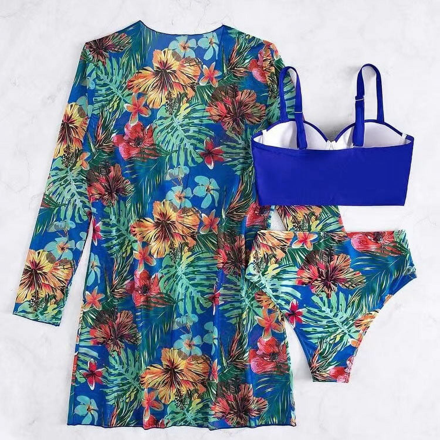 Aloohaidyvio bikini tops for women ,Women Sexy Print Deep V Swimming Trunks Split Swimsuit Bikini Three Piece, Swimsuits for Women 2 Piece