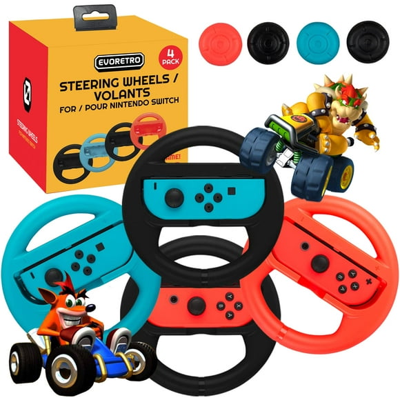 Switch Racing wheel controller grip compatible for Nintendo Switch steering wheels, Nintendo switch controller grip, Mario Kart 8 and Racing games (4pcs)