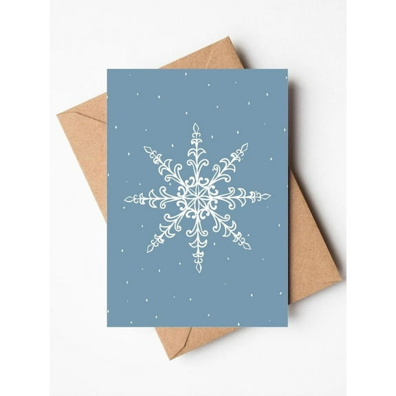 Winter Snowflake Greeting Card – Elegant Blue and White Design – Blank Inside, Envelope Included – Perfect for Holiday Wishes and Seasonal Greetings