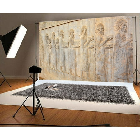 Image of MOHome 7x5ft Backdrop Photography Background World Heritage Sites Ceremonial Capital Acheamenid Empire Ancient Persian City Wall Carving Figures Stone Texture Grunge Background Video Shoot