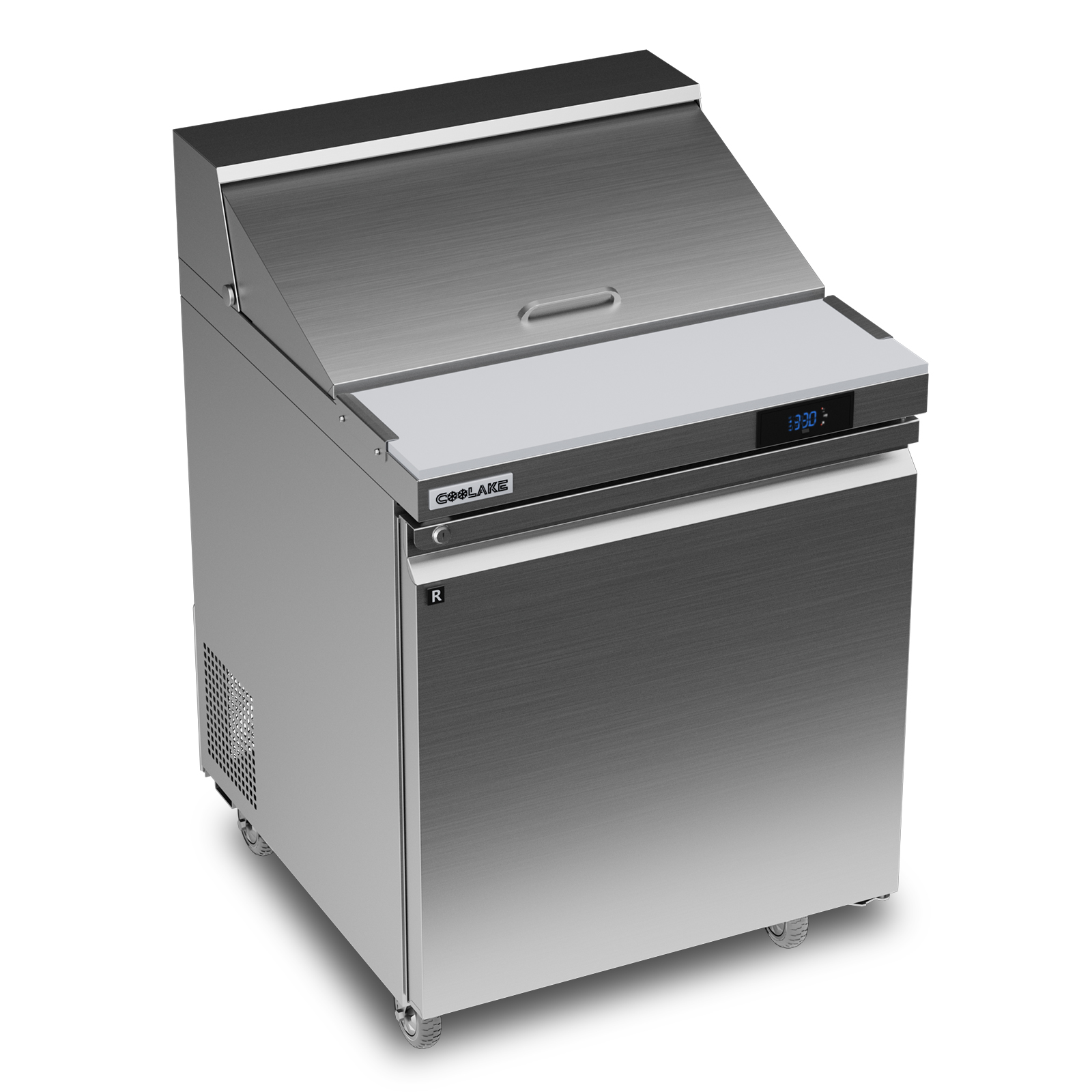 Coolake 27''W Commercial Salad Sandwich Prep Table Refrigerator, 1 Door Stainless Steel 7.5 Cu.ft Counter Fan Cooling Refrigerator