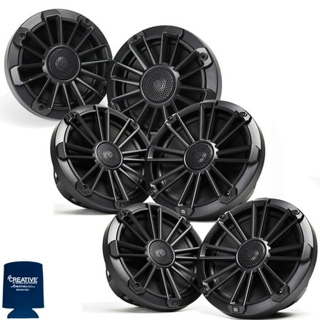 MB Quart Bundle- 1 Pair NP1-116 Premium Waterproof 6.5 Inch Marine Speakers with 2 Pair NP1-120 8" Premium Marine Speakers (Black Frame with Black, Silver and White Grills Included)