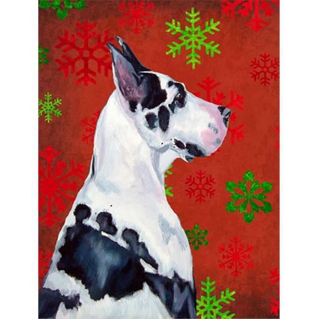 Carolines Treasures LH9326GF 11 x 15 Po. Drapeau de Noël Great Dane Flocons de Neige Rouges et Verts - Taille Jardin