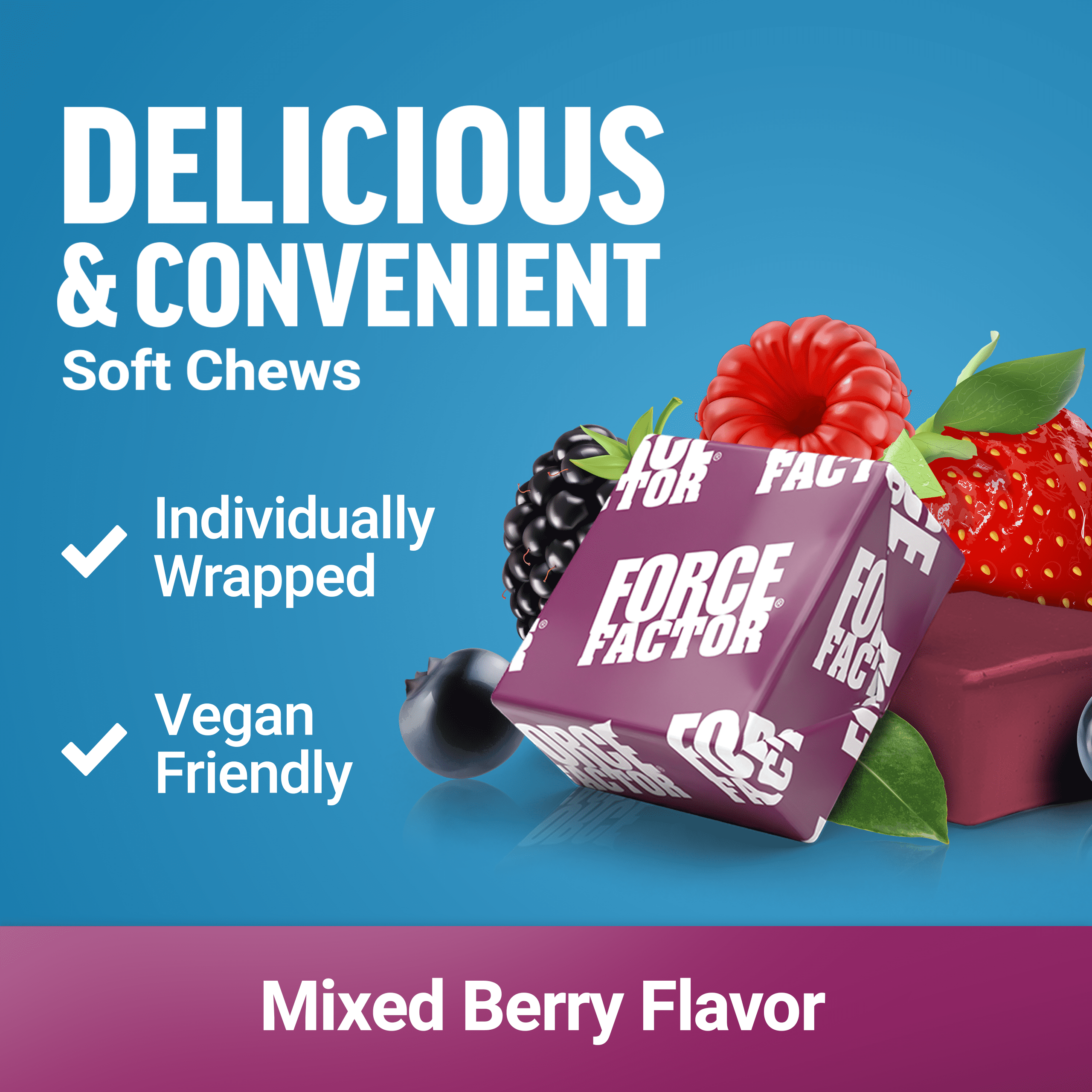 Force Factor Ultimate Magnesium, 330mg Magnesium Glycinate & Citrate to Promote Calm & Relaxation, Vegan & Gluten Free, Mixed Berry, 60 Soft Chews