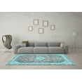 thumbnail image 3 of Ahgly Company Indoor Square Abstract Light Blue Modern Area Rugs, 4' Square, 3 of 4