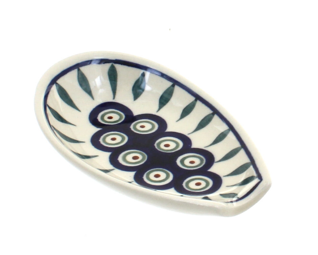 Polish Pottery Peacock Small Spoon Rest