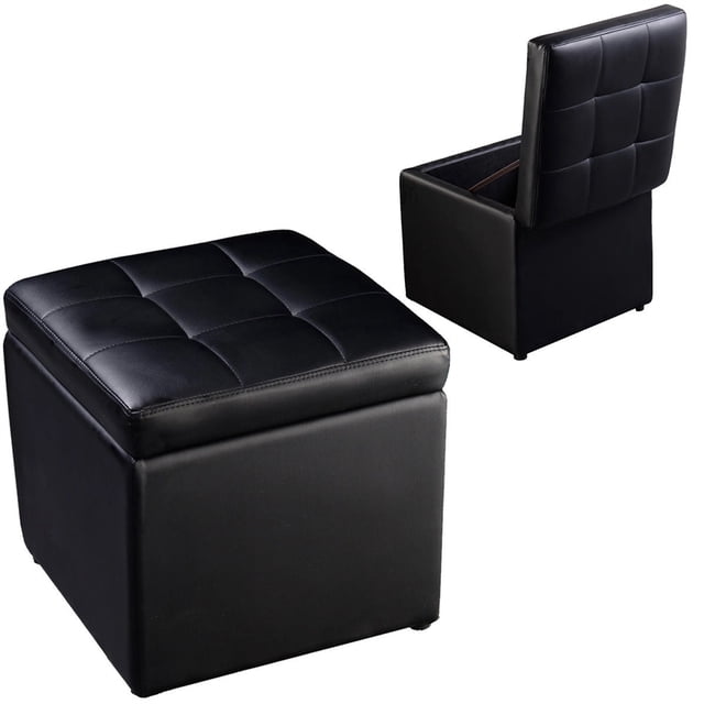 Taburete de Almacenamiento Otomana con Tapa Hermética en PU para Entrada Dormitorio 40 x 40 x 40 cm