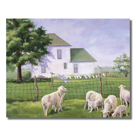 Amish Sheep Grass House Animal Wall Picture Art