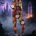 thumbnail image 2 of Fatuov 2-Piece Halloween Pajama Sets for Women, Long Sleeve Button-Down Shirt and Long Pant Loungewear Set with Pocket, Funny Ghost Pumpkin Print Sleepwear for Home, Party, 2 of 5