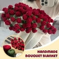 thumbnail image 3 of Crochet Flower Rose Bouquet Blanket Handmade  Surprise Bouquet Blanket, Romantic Knitted Rose Floral Bed Throw Blankets, Gift for Mother's Day Birthday Home Decor (2.6ft Finished-Red), 3 of 6