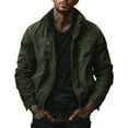 thumbnail image 2 of Handshe Men's Corduroy Jacket, Solid Color Long Sleeve Lapel Collar with Zipper Front and Two Pockets, Casual Outdoor Wear for Daily Activities, 2 of 5