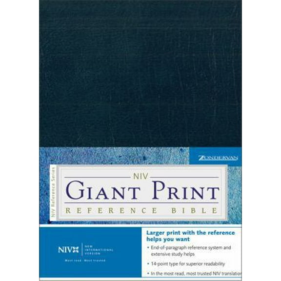 Pre-Owned NIV Holy Bible Giant Print Reference Edition, Navy Leather-Look (Unknown) 0310924634 9780310924630