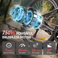thumbnail image 4 of ZNH Powerful 750w Electric Bike for Adults,E-Bicycle w 48V 13AH Removable Battery,26'' Electric Mountain Bike for Men,UL2849,7-Speed,Blue, 4 of 9
