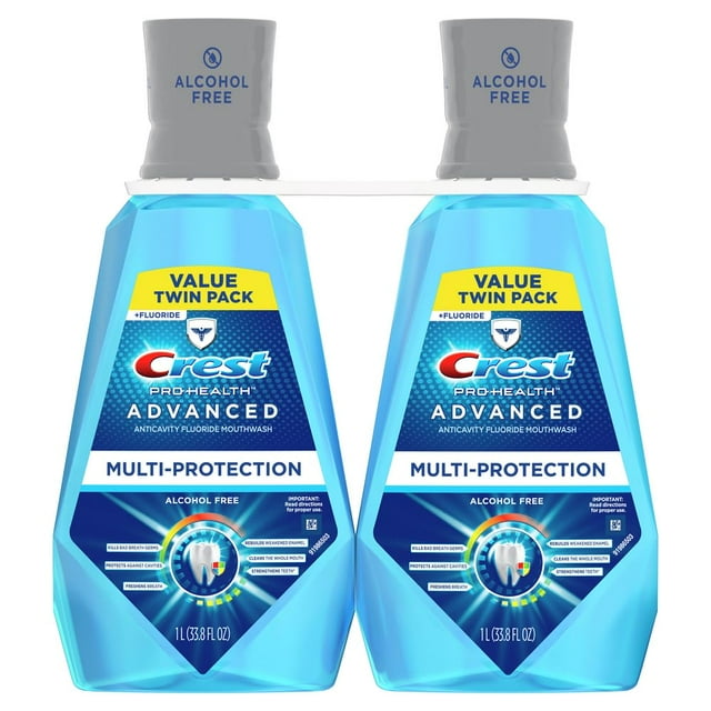 Enjuague bucal Crest Pro-Health Advanced sin alcohol, 1 litro, 2 unidades
