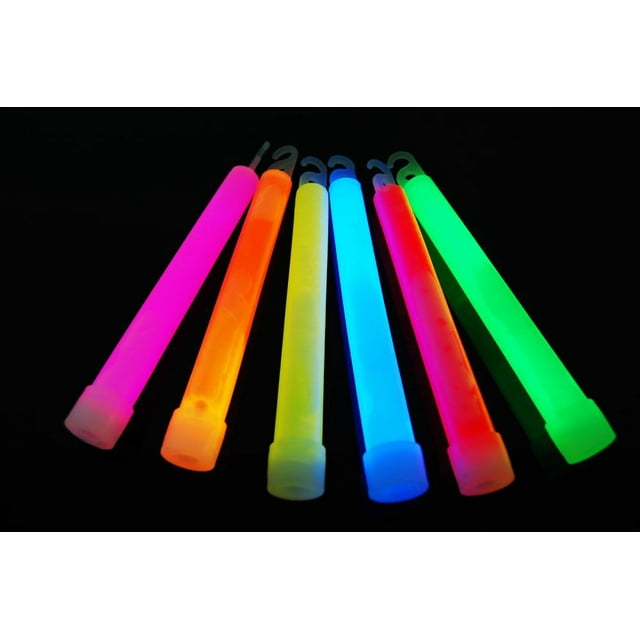 DirectGlow 6 Ct Assorted Jumbo 6 Inch Safety Glow Sticks Bright Neon