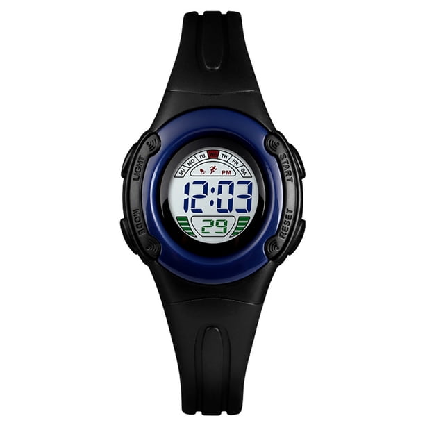 Reloj digital de plástico ABS para niños, pantalla LED de 12/24 horas, reloj de pulsera para niños con esfera redonda y resistente al agua Inevent EL4555-01