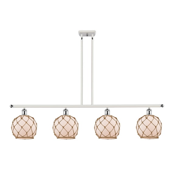 Innovations 516-4I-WPC-G121-8RB-LED Farmhouse Rope 3 Light Island Light part of the Ballston Collection, White and Polished Chrome