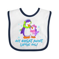 Inktastic My Great Aunt Loves Me Cute Penguins Girls Baby Bib