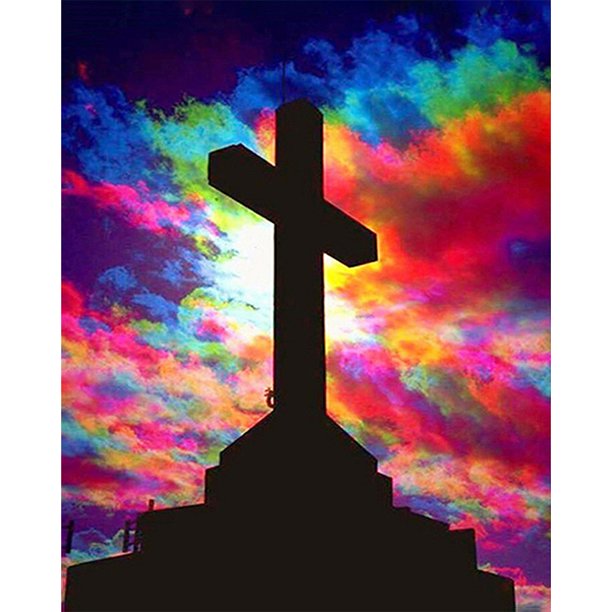 Wdftyju Kit de pintura de diamante 5D, Cruz de nube DIY, taladro redondo completo, imagen de mosaico artesanal Wdftyju 6vh5sm0na6lu9bu2