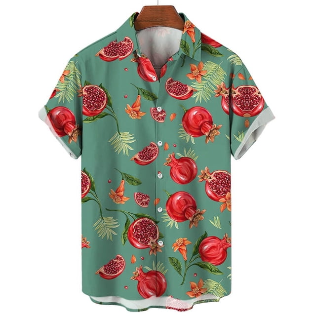 Chemise d'Été Imprimée 3d Grenade Fleur pour Hommes Manches Courtes Tropicales Décontractées Extérieur Rue Blouse Surdimensionnée à Boutons