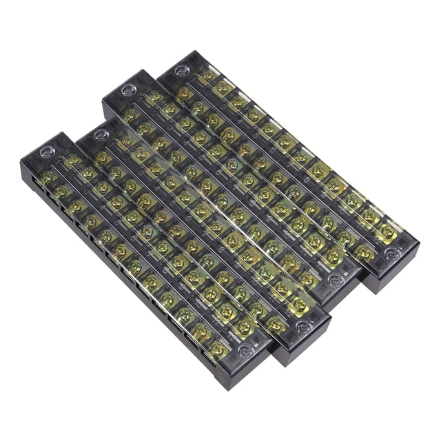 Unique Bargains 4Pcs 12 Positions Dual Rows 600V 25A Cable Barrier Block Terminal Strip TB-2512L