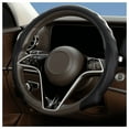 thumbnail image 2 of Nappa Leather Steering Wheel Cover,5D Ultra-Thin Car Steering Wheel Cover,Comfortable & Breathable Microfiber,Universal Fit for Most Cars, black, 2 of 5