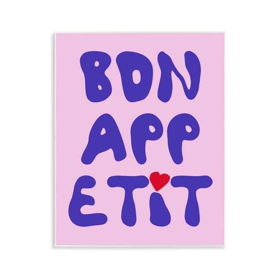 Stupell Industries Modern Bon Appetit with Heart Wall Plaque Art, 11 x 14, by House of Lulu