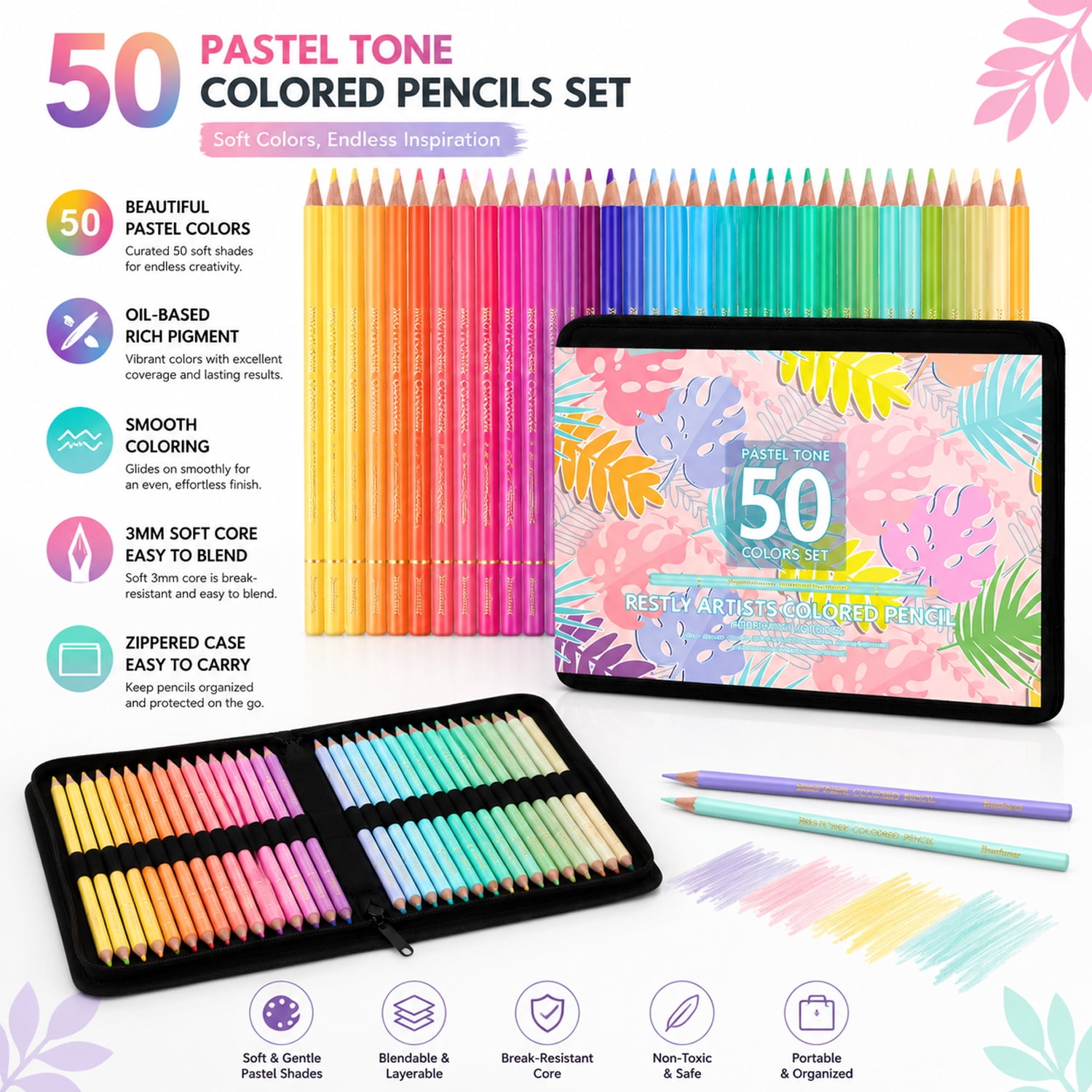 Gunsamg 120-Count Colored Pencils Set with Bag, Ideal for Kids