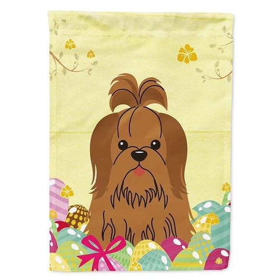 Caroline's Treasures BB6086GF Easter Eggs Shih Tzu Silver Chocolate Flag Garden Size , Small, multicolor