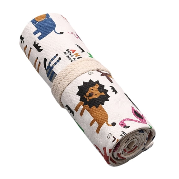 12/24/36/48 Holes Rolling Pencil Bag Lovely Pencil Roll Roll Up Pencil Case Canvas Pencil Case