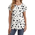 thumbnail image 3 of Camiseta de Manga Corta de las Mujeres de Cuello Redondo de Impresión Casual Top de las Señoras, Poliéster Ligero para el Hogar Diario Y Cómodo, 3 of 8