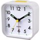 thumbnail image 1 of Reloj despertador analógico pequeño con pilas, silencioso, sin tictac, pitidos ascendentes, repetición, funciones de luz, fácil de configurar (blanco), 1 of 5