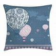 thumbnail image 1 of Retro Throw Pillow Cushion Cover, Air Balloons on Polka Dots and Indian Ethnic Paisley Ornaments Art Print, Decorative Square Accent Pillow Case, 16 X 16 Inches, Slate Blue Light Pink, by Ambesonne, 1 of 1