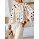 thumbnail image 4 of Suéter de punto grueso de crochet con cuello redondo y manga larga calada for mujer, 4 of 7