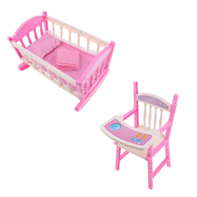 Modelismo Silla en Miniatura con Cuna para Muñeca Recién Nacida 9-11 Pulgadas Sunnimix Juego de sillas para cama Reborn