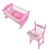Foldable ABS Baby High Chair & Cradle Toy for Reborn Doll MellChan Baby Doll