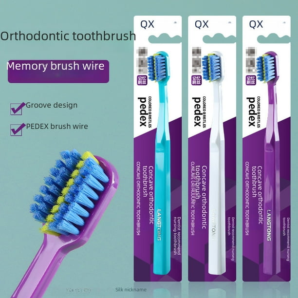 Cepillo de dientes de ortodoncia cóncavo para adultos y niños, dientes de ortodoncia, dentadura completa, cepillo interdental de cerdas suaves especial, dientes de aro