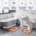thumbnail image 6 of Abstract Bohemia Style Bathroom Rugs Set Orange Tribal Flower Mural Non Slip Absorbent Soft Bath Mats 3 Piece Set with Bathroom Rug, U-Shaped Floor Mat, Toilet Seat Cover Small Size, 6 of 9