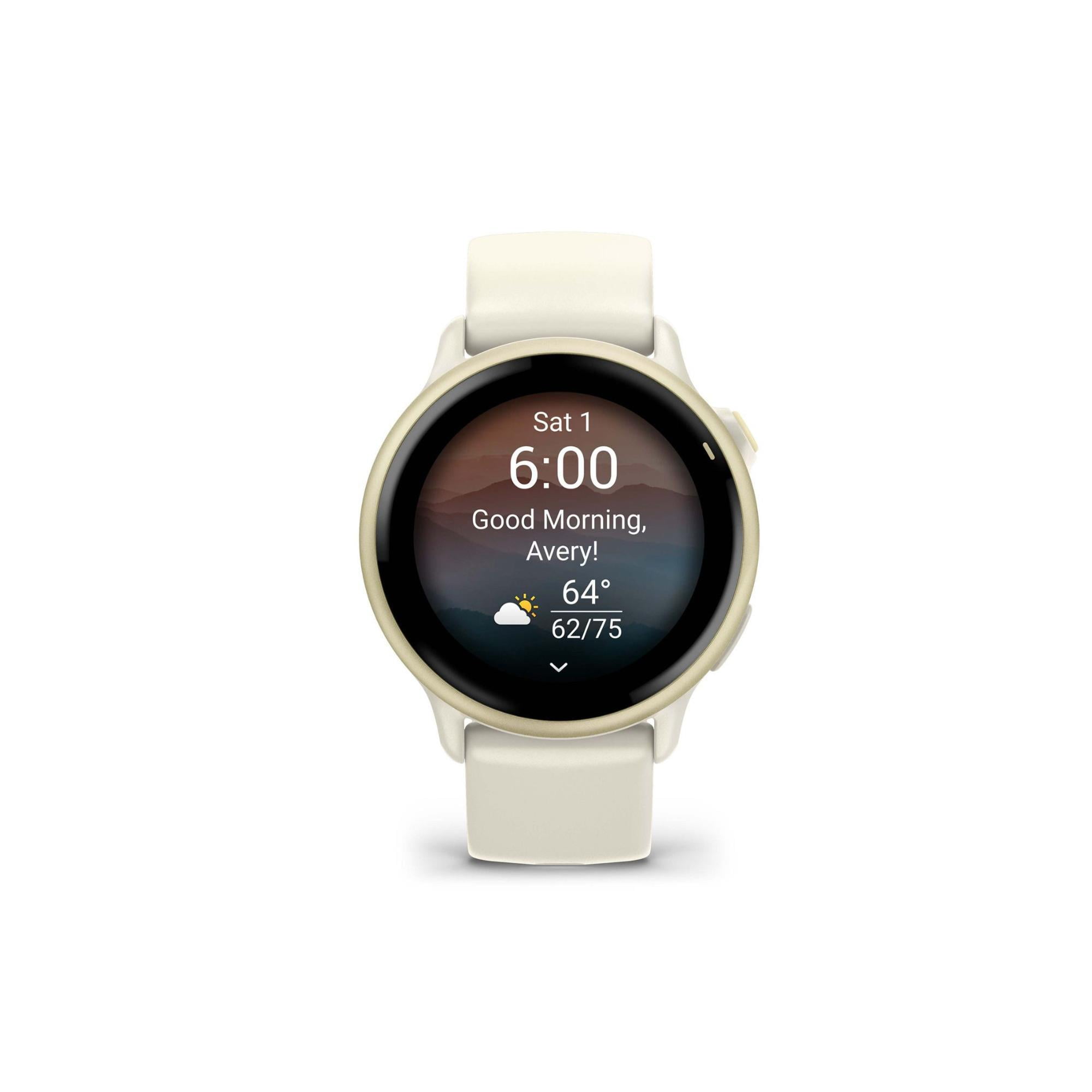 Garmin vivoactive 6 Smartwatch (Lunar Gold/Bone Band) Bundle with Fitness and Wellness Plus Software and Tempered Glass