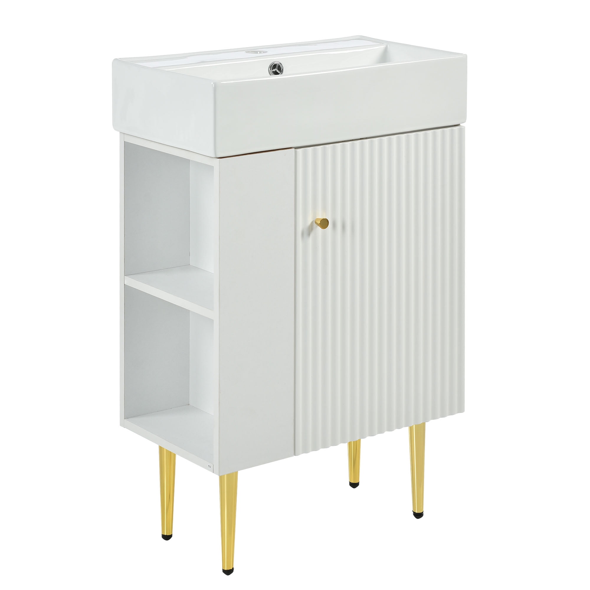 Harper & Bright Designs Bathroom Vanity with Sink Combo, 1 Door, Assembled, White